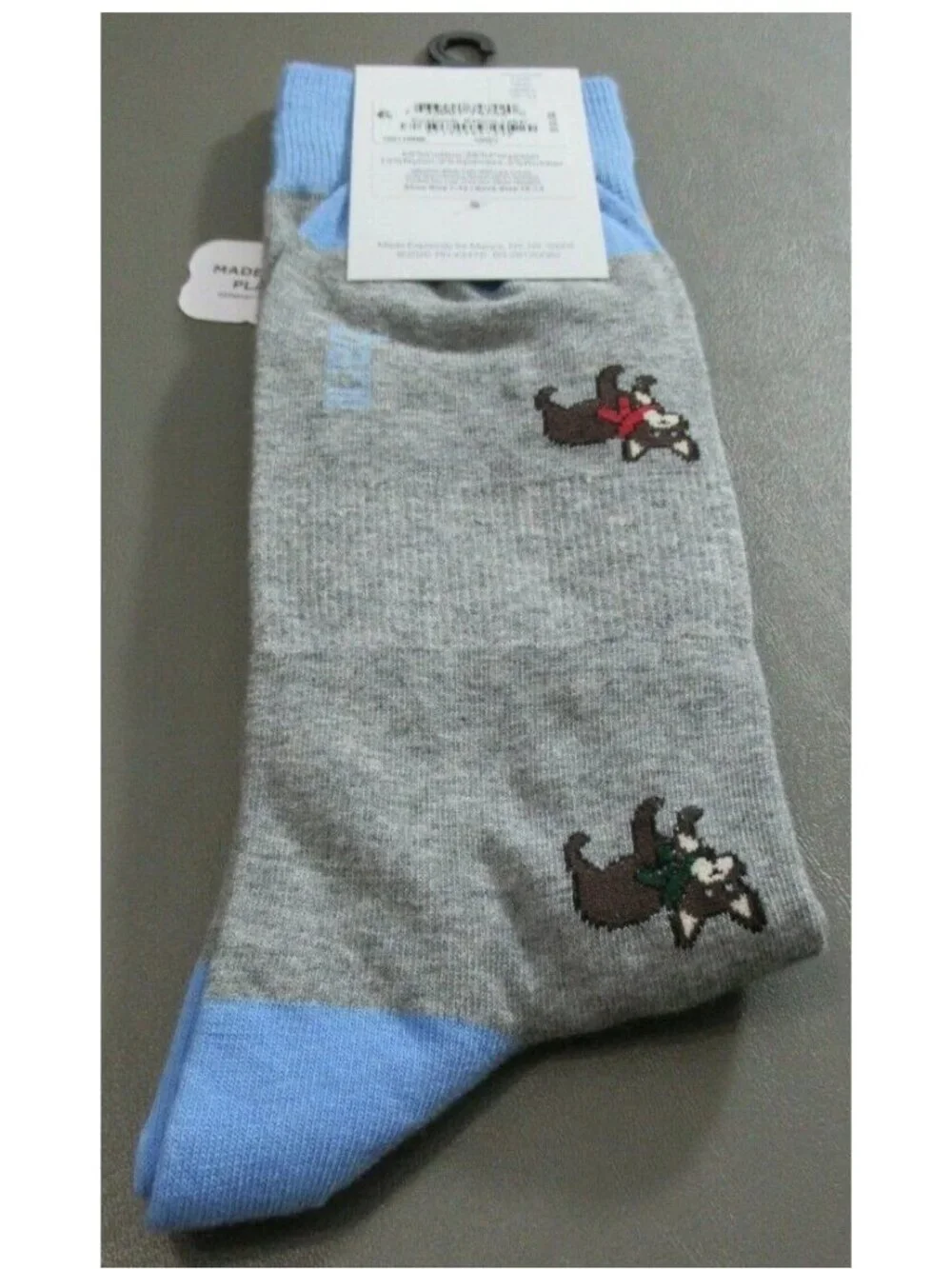 Bar III Men's 1-Pair Casual Novelty Socks, Gray Holiday Pups, Shoe Size 7-12